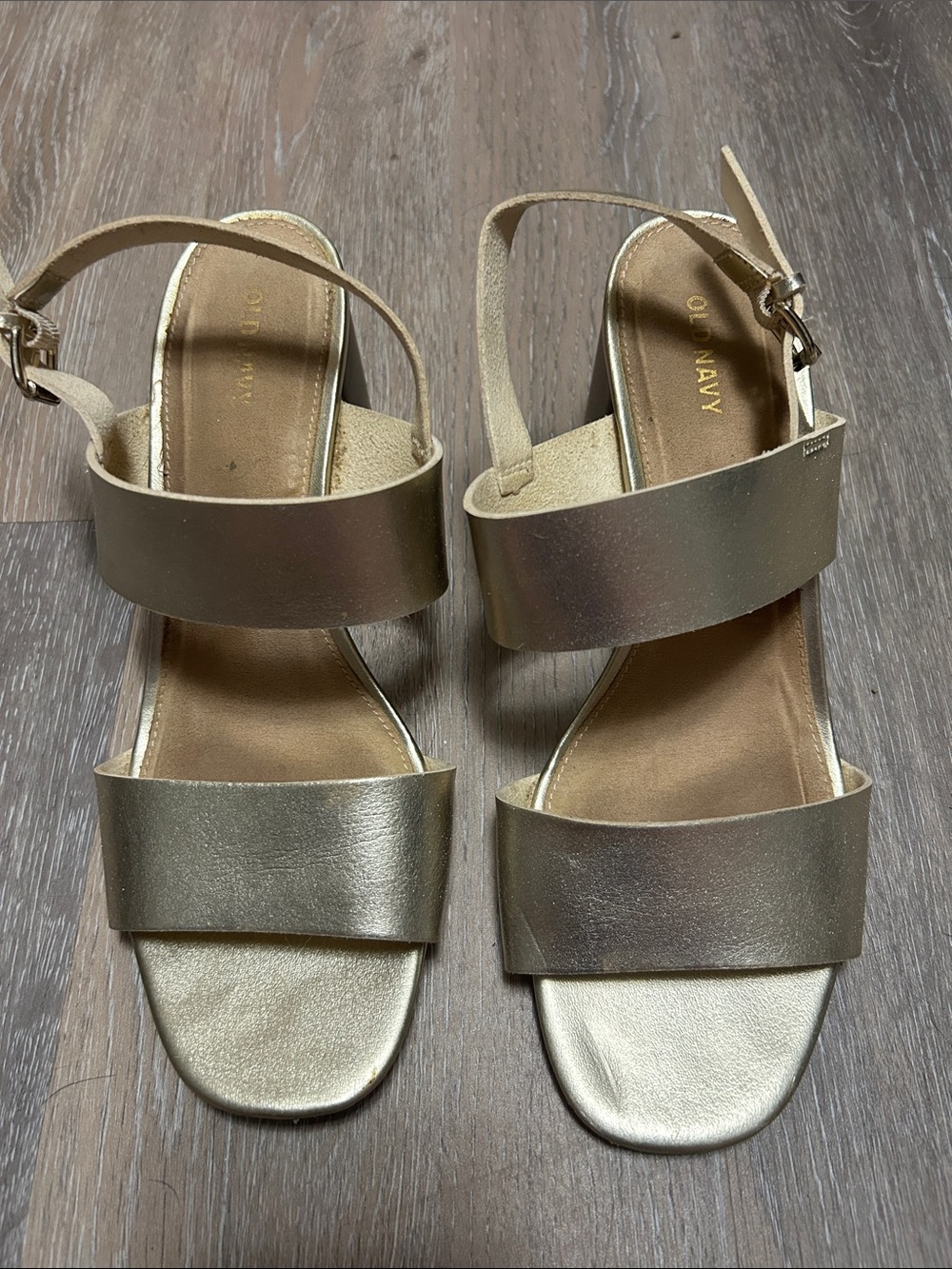 Old Navy Gold Metallic Wide-Strap Women’s Sandals